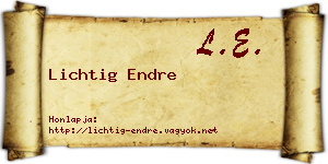 Lichtig Endre névjegykártya